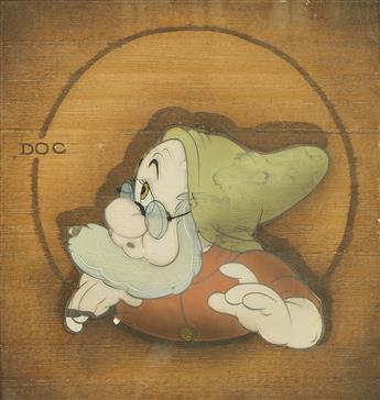 WALT DISNEY STUDIOS / SNOW WHITE Courvoisier animation cel, Doc meets Snow White.